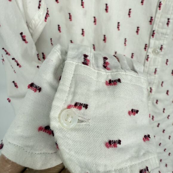 GAP Boyfriend Shirt size Large White Colorful Dotted Long Sleeve Button Up - Picture 4 of 8